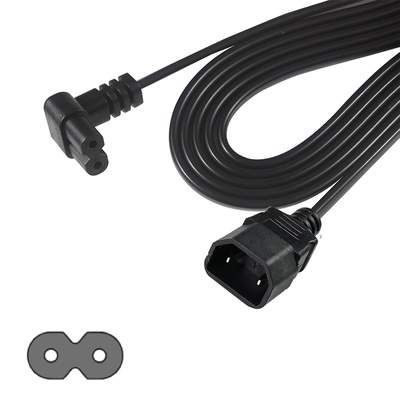 Right Angle C7 to C18 Power Cable-IEC AC Adapter Cord for Small Appliance, Monitor, Space-Saving Power Connection