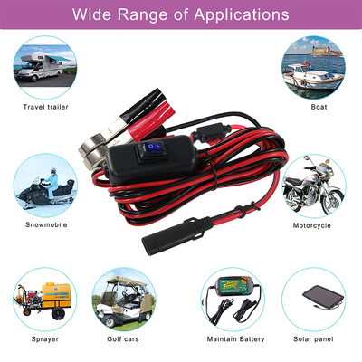 SAE para Alligator Clip Battery Cable com fusível e interruptor em linha - 12V Power Extension Lead para Solar, Automotive, DIY