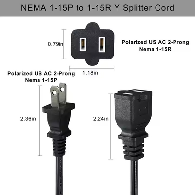 Divisor de energia NEMA 1-15P plano de 1 a 4 - Extensão multi-tomada de 125V 15A que economiza espaço para casa/escritório