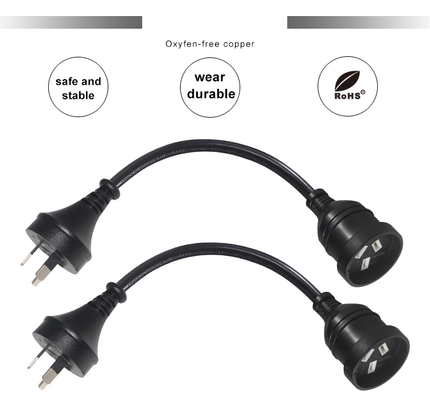 Universal 3 Pin Austrália Aus Nzs Plug Cable de computador macho para fêmea cabo elétrico
