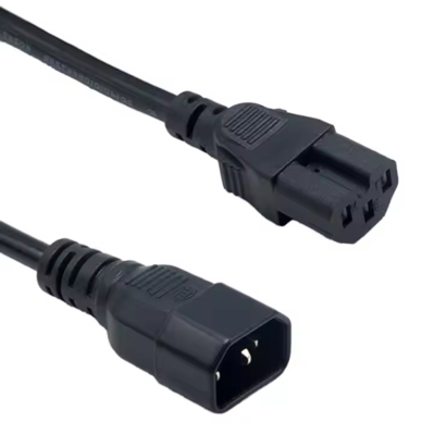Cabo de alimentação C14 a C15 da norma IEC, cabo de alta temperatura 250V 10A de homem para mulher para servidor, rede, PDU, caldeira