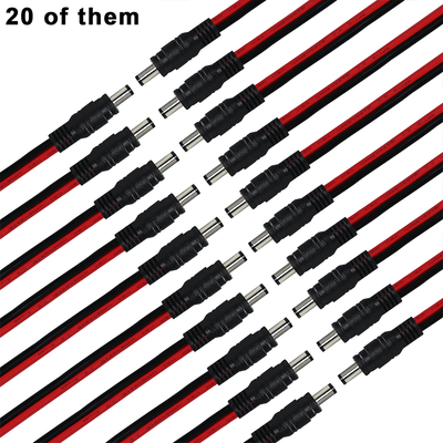 Cabo de alimentação DC Macho para Fio Estanhado, 5,5x2,1mm ou 5,5x2,5mm, Cabo adaptador de alimentação DC 12V para CFTV, LED, DIY