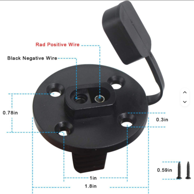 Porta lateral do soquete SAE com tampa de poeira e parafusos de montagem, conector de montagem em painel para carregamento solar, motocicleta, bateria