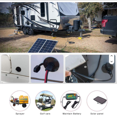Porta lateral do soquete SAE com tampa de poeira e parafusos de montagem, conector de montagem em painel para carregamento solar, motocicleta, bateria