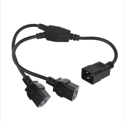 Cabo Divisor de Energia C20 para Duplo C19, 250V 16A, Cabo de Extensão IEC Reforçado para PDU, Servidor, Uso em Data Center