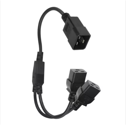Cabo Divisor de Energia C20 para Duplo C19, 250V 16A, Cabo de Extensão IEC Reforçado para PDU, Servidor, Uso em Data Center