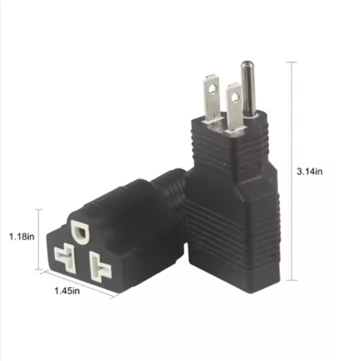 NEMA 5-15P a 5-15R Adaptador de tomada de tomada de ângulo direito 15A 125V