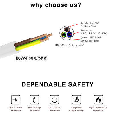 CEE 77 UE a C5 Cabo de alimentação feminino 0,75 mm PVC de cobre