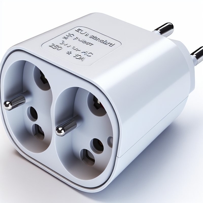 Adaptador de tomada de energia europeu de 3 vias 250V 10A com 3 tomadas AC