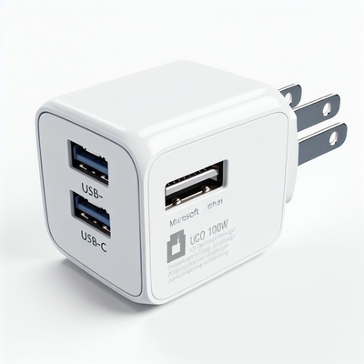 Carregador de parede GaN 100W com USB-C duplo e USB-A, plugue dos EUA