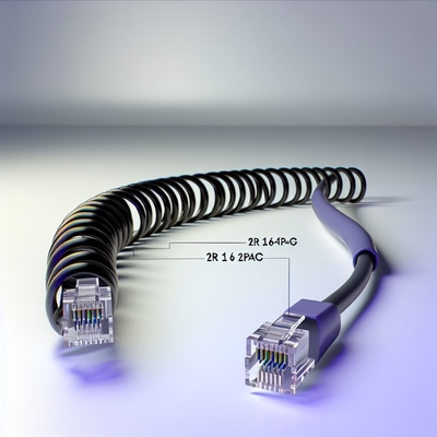 RJ11 6P4C Cabo telefónico espiral 12FT macho a macho 24AWG