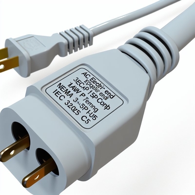 NEMA 5-15P para IEC C5 Cordão de alimentação 14AWG 250V 16A Preto