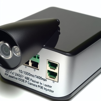 Injetor POE passivo de 12V 24V 48V para câmaras IP 10/100/1000Mbps