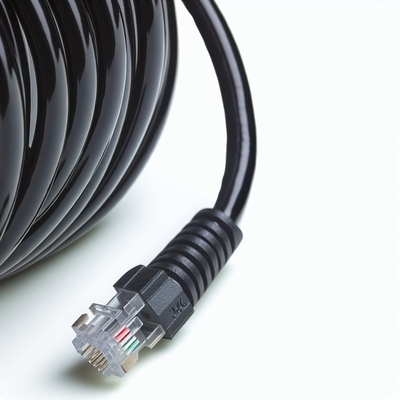 RJ11 RJ12 cabo telefónico espiral 6ft 24AWG 350MHz blindado