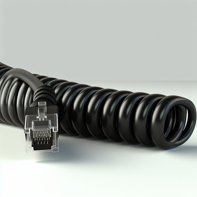 RJ11 RJ12 cabo telefónico espiral 6ft 24AWG 350MHz blindado
