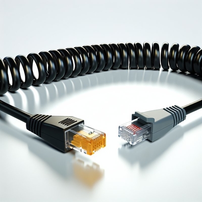 Cable telefônico RJ9 em espiral 5ft Jacket preto de PVC