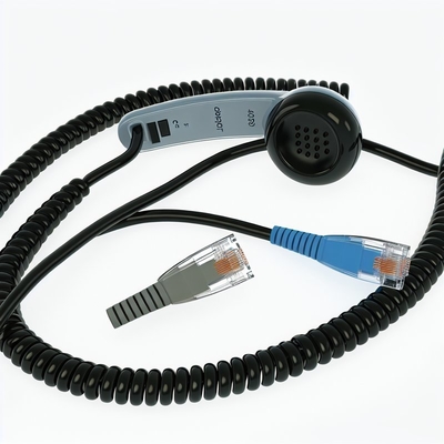 Cable telefônico RJ9 em espiral 5ft Jacket preto de PVC