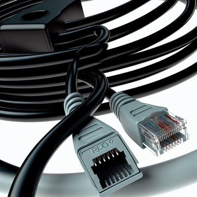 Cable telefônico RJ9 em espiral 5ft Jacket preto de PVC