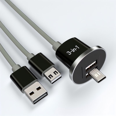 Cabo USB Magnético 3 em 1 Trançado em Nylon Micro Tipo C 8 Pinos