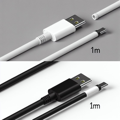 Cabo de Carregamento Rápido USB A para Tipo C 1m Preto Branco