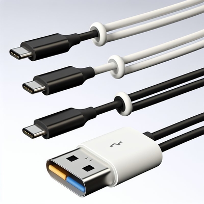 Cabo de Carregamento Rápido USB A para Tipo C 1m Preto Branco
