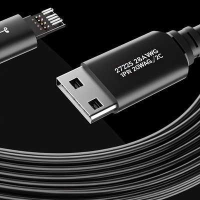 Cabo de dados USB 2.0 28AWG 1PR 20AWG 2C Homem para mulher 2A