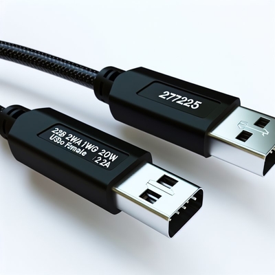 Cabo de dados USB 2.0 28AWG 1PR 20AWG 2C Homem para mulher 2A