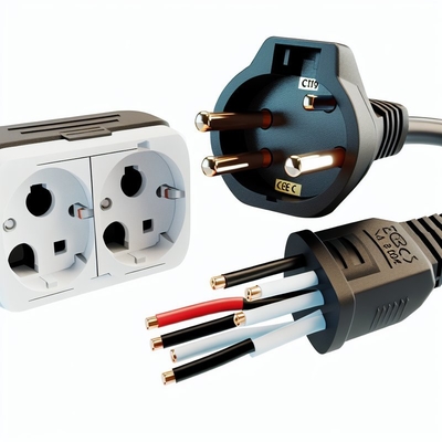 Cabo de alimentação EU CEE7/7 de 3 pinos com fios desencapados 220-240V