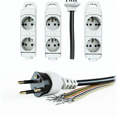 Cabo de alimentação EU CEE7/7 de 3 pinos com fios desencapados 220-240V