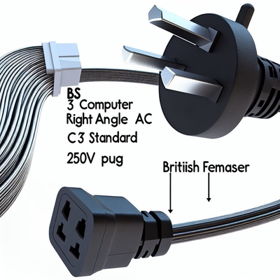 Cabo de alimentação UK para IEC C7 250V 10A com revestimento em PVC