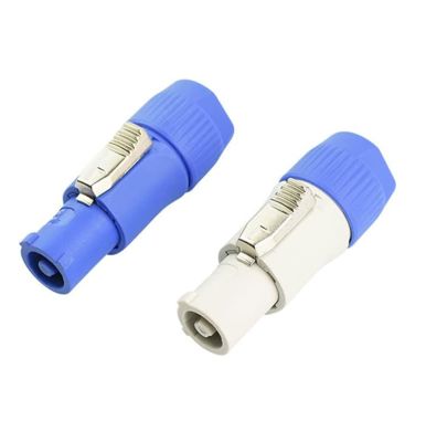 Conector de cabo Powercon bloqueável 20A 250V Azul Entrada Cinza Saída