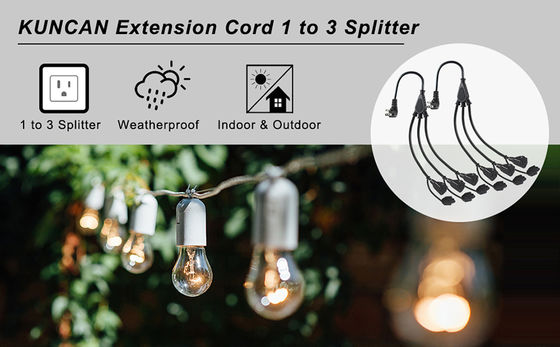 NEMA 5-15P para 3 vias 5-15R Power Splitter SJTW 16AWG