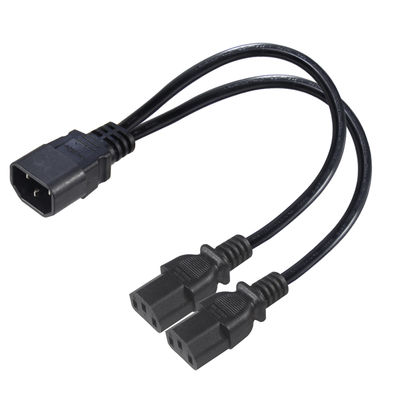 Cable de divisão de energia C14 para C13 duplo 16AWG 10A 250V ângulo reto