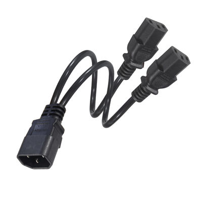 Cable de divisão de energia C14 para C13 duplo 16AWG 10A 250V ângulo reto