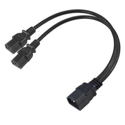 Cable de divisão de energia C14 para C13 duplo 16AWG 10A 250V ângulo reto