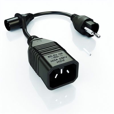 Cabo Adaptador de Alimentação IEC C14 para Schuko Fêmea 10A 250V H05VV-F