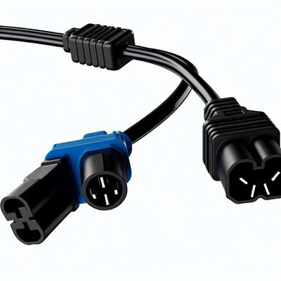 Cable de divisão de energia C14 para C13 duplo 16AWG 10A 250V ângulo reto