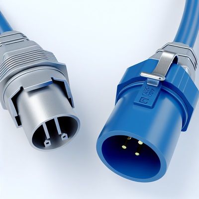 Conector de cabo Powercon bloqueável 20A 250V Azul Entrada Cinza Saída