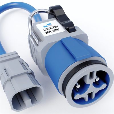 Conector de cabo Powercon bloqueável 20A 250V Azul Entrada Cinza Saída