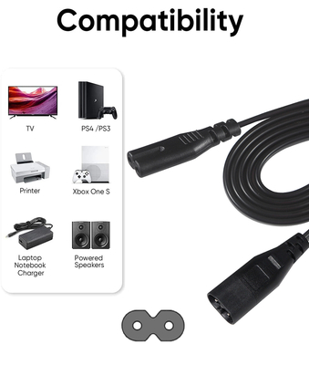 Cabo de alimentação IEC 320 C7 para C8 10A 250V 18AWG para eletrônicos