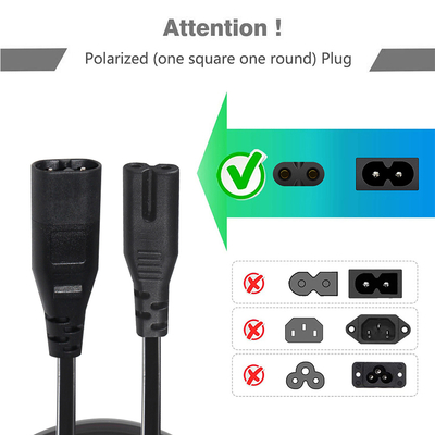 Cabo de alimentação IEC 320 C7 para C8 10A 250V 18AWG para eletrônicos