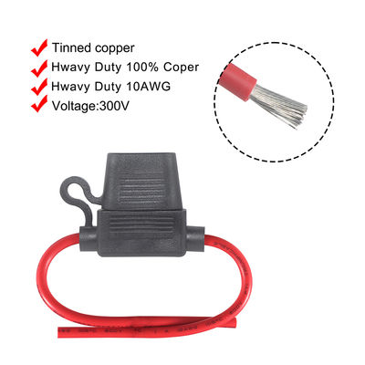 Cabo de extensão solar 10AWG com porta-fusível 10A-30A