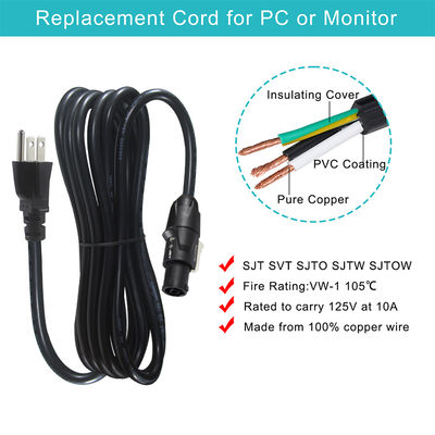 Cabo de alimentação NEMA 5-15P para PowerCON TRUE1 15A 125V para Áudio e Iluminação