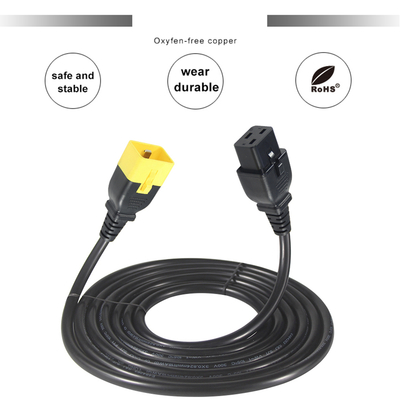 Cabo de alimentação IEC C20 para C19 14 AWG 250V 16A PVC preto