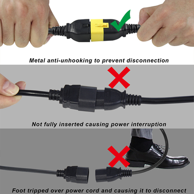 Cabo de alimentação IEC C20 para C19 14 AWG 250V 16A PVC preto