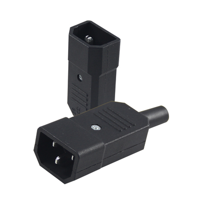 Adaptador de energia IEC C14 para C5 preto ABS Plug Converter