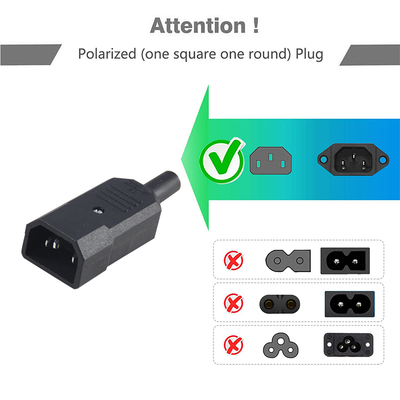 Adaptador de energia IEC C14 para C5 preto ABS Plug Converter