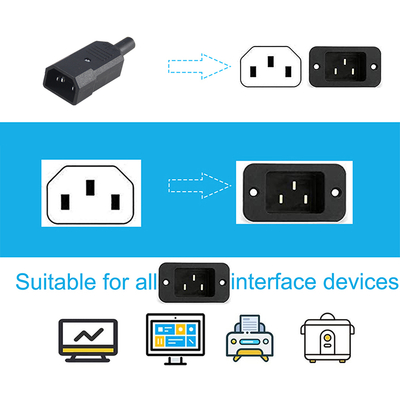 Adaptador de energia IEC C14 para C5 preto ABS Plug Converter