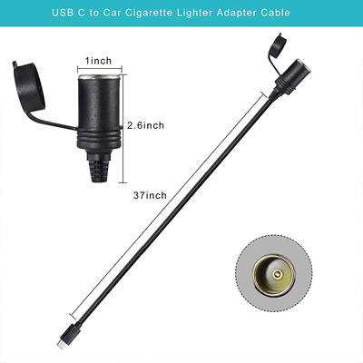 12V Car Cigarette Lighter Socket para USB-C Power Adapter Converter DC Outlet Plug com Port Tipo-C para Telefone Tablet GPS Dash Cam
