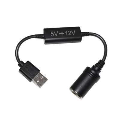 Adaptador USB de 5V para 12V Cabo Conversor Step up com Soquete de Isqueiro Booster para Carro DVR GPS Câmera Roteador Ventilador LED